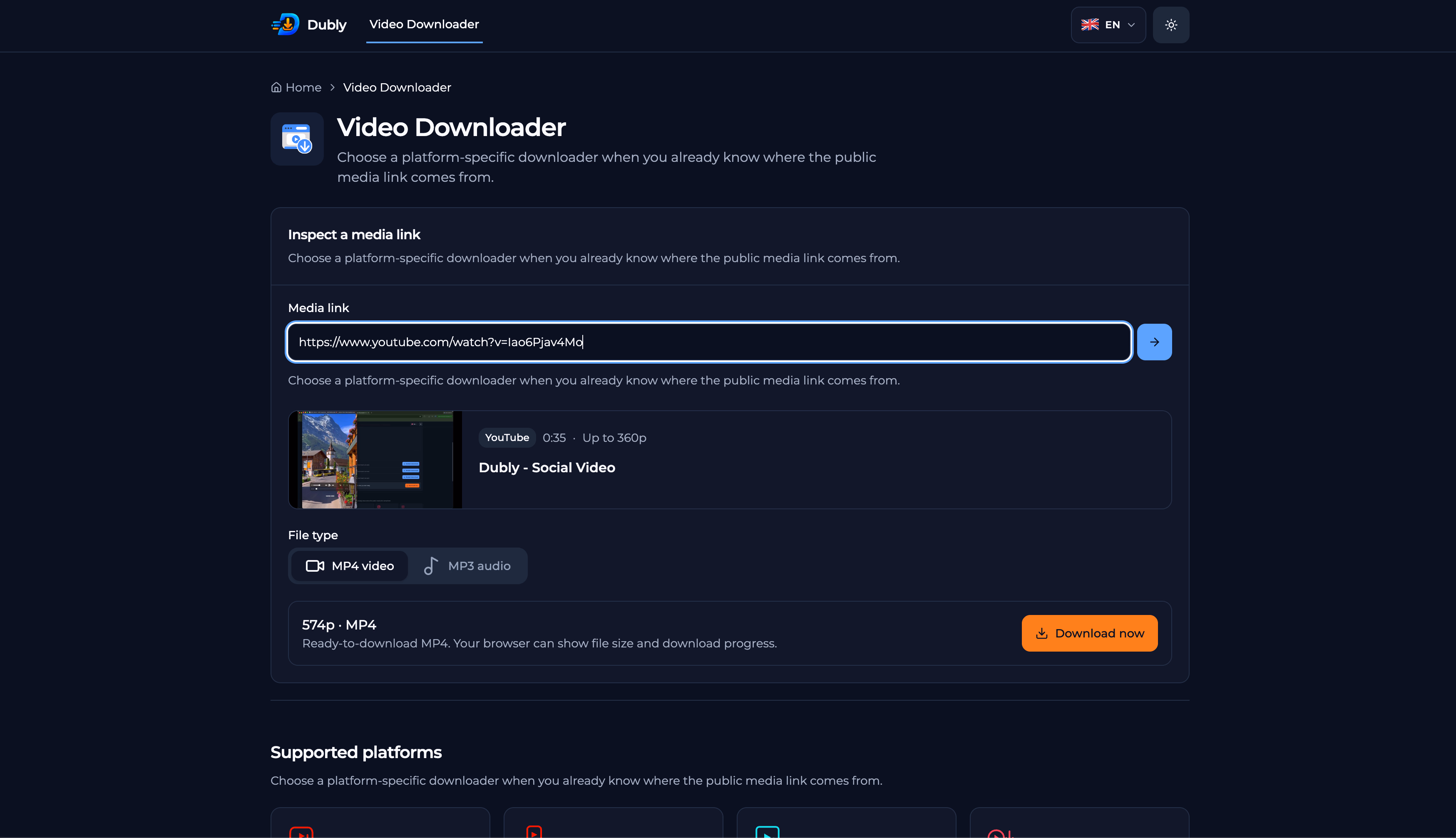 Dubly download format options